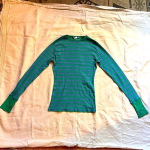 Vintage 90s Delia’s Long Sleeve Green & Blue Thumbhole Thermal Shirt Size XS